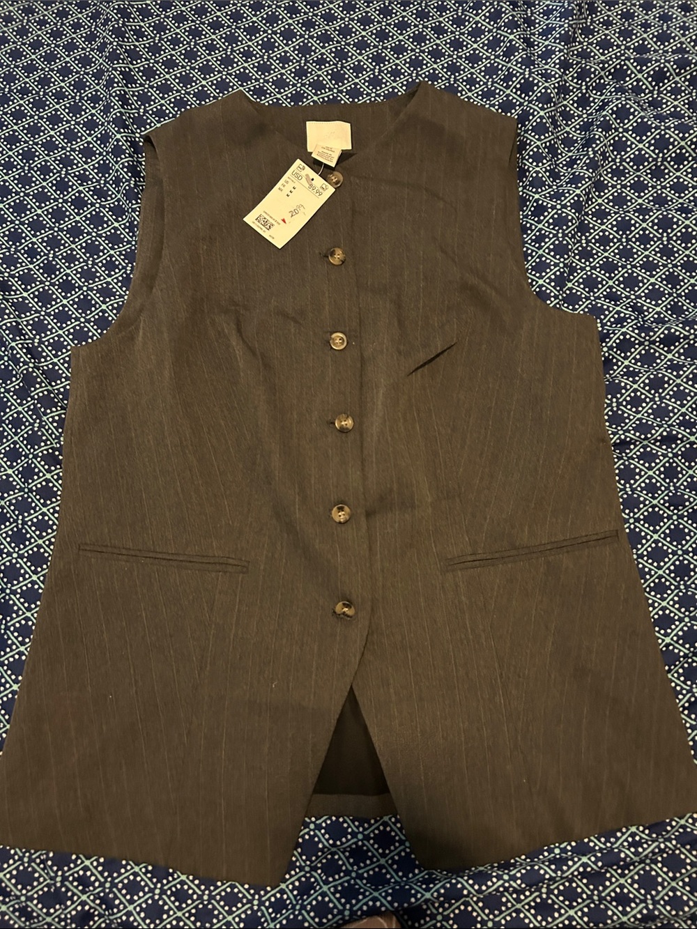 H&M Brown Pinstripe Sleeveless Vest